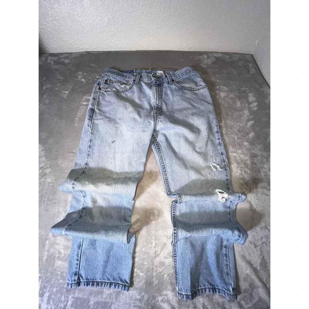 Vintage Levis 505 Regular Fit Straight Leg Light Wash Denim Jeans W33 L30